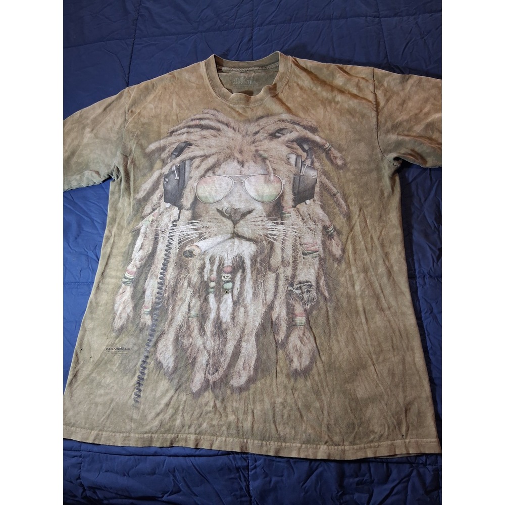 The‎ Mountain Manimals Rasta Lion Tie Dye T-Shirt Brown David Penfound Mens XL